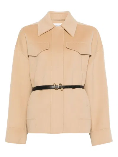Sportmax Wool Short Coat In Neutral