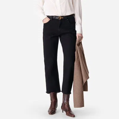 Vanessa Bruno Biarritz High Rise Straight Ankle Jeans In Noir