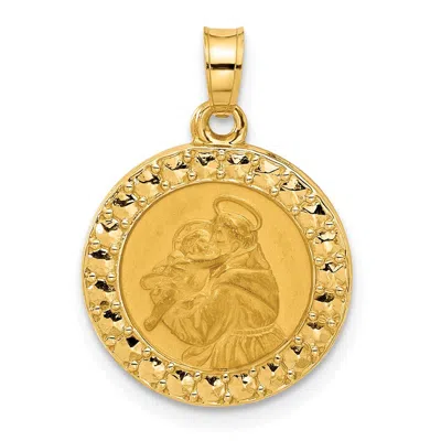 Diamond2deal 14k Yellow Gold Polished Hollow St Anthony Medal In Gold