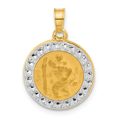 Diamond2deal 14k Yellow Gold With White Rhodium Hollow St. Christopher Medal In Multi