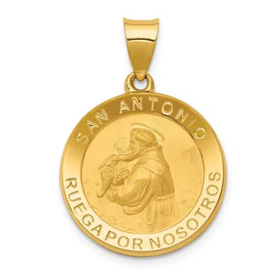 Diamond2deal 14k Yellow Gold Polished Satin Hollow Spanish St. Anthony Medal Pendant In Multi