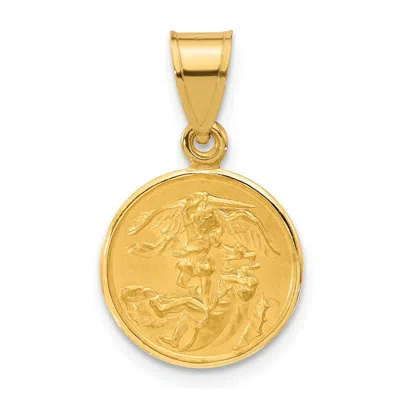 Diamond2deal 14k Yellow Gold Polished And Satin Solid St. Michael Medal In Gold