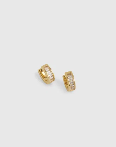 Madewell Demi-fine Baguette Crystal Huggie Hoop Earrings In Gold