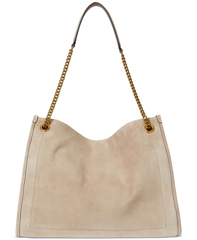 Ralph Lauren Bradley Large Suede Shopper Tote Bag In Sand