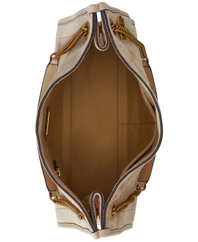 Ralph Lauren Bradley Large Suede Shopper Tote Bag In Sand