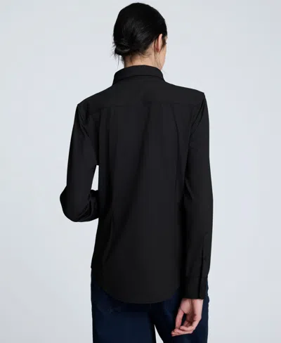 Kenneth Cole Oversized Button Front Shirt With Long Sleeves In Black
