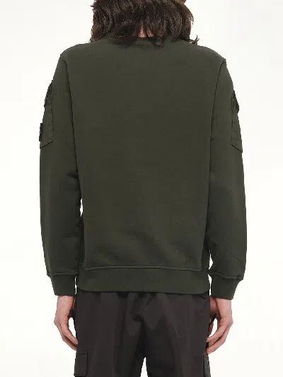 Stone Island Crewneck Sweatshirt In Brushed Organic Cotton In Green