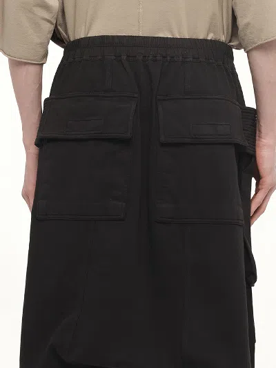 Rick Owens Drkshdw Cargo Fleece Knee-length Shorts With Ribbed Detailing In Black