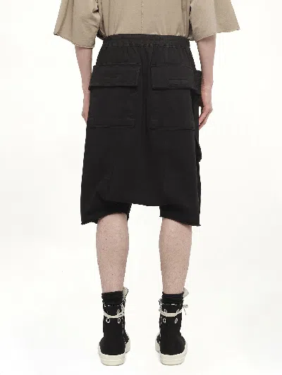 Rick Owens Drkshdw Cargo Fleece Knee-length Shorts With Ribbed Detailing In Black