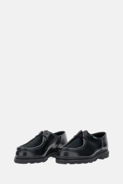 Paraboot Round Toe Lace-up Shoes With Textured Sole In Black