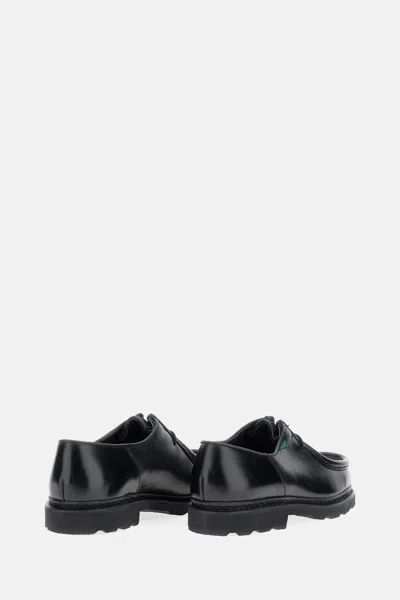 Paraboot Round Toe Lace-up Shoes With Textured Sole In Black