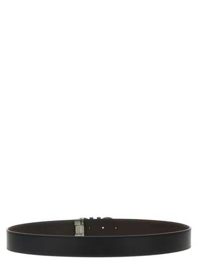 Ferragamo Reversible Belt Adjustable Length Smooth Finish Metal Buckle In Black