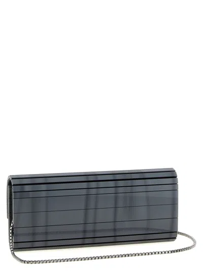 Jimmy Choo Linear Structure Clutch Bag In Gray