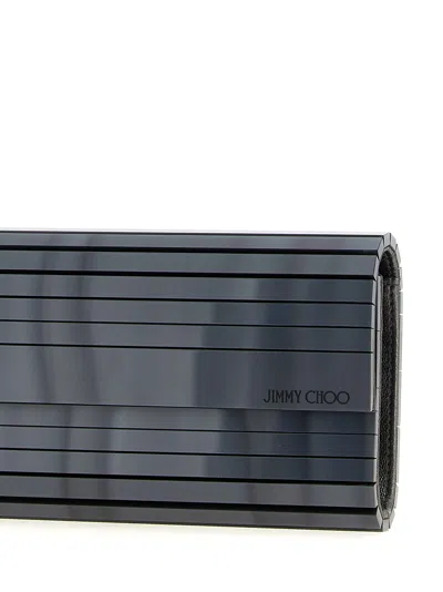 Jimmy Choo Linear Structure Clutch Bag In Gray