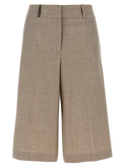 Peserico Micro Houndstooth Long Bermuda Shorts Bermuda And Short Beige In Sand