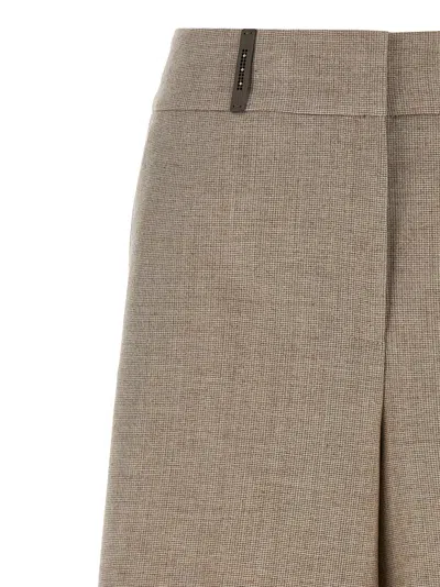 Peserico Micro Houndstooth Long Bermuda Shorts Bermuda And Short Beige In Sand