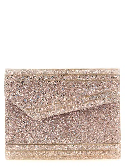 Jimmy Choo Candy Clutch Bag In Fabric With Glitter In Pink