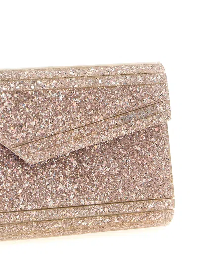 Jimmy Choo Candy Clutch Bag In Fabric With Glitter In Pink