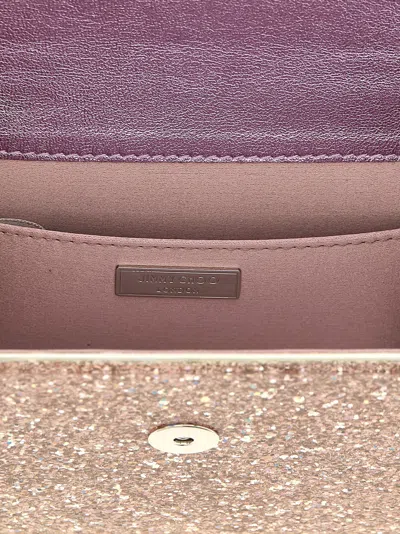 Jimmy Choo Candy Clutch Bag In Fabric With Glitter In Pink