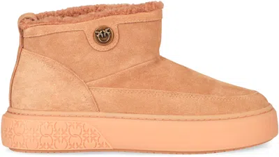 Pinko Yoko Suede Ankle Boots In Brown