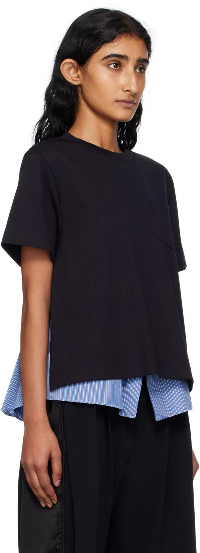 Sacai X Women's Poplin X Knit Pullover In Black