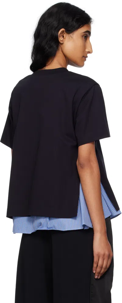 Sacai X Women's Poplin X Knit Pullover In Black