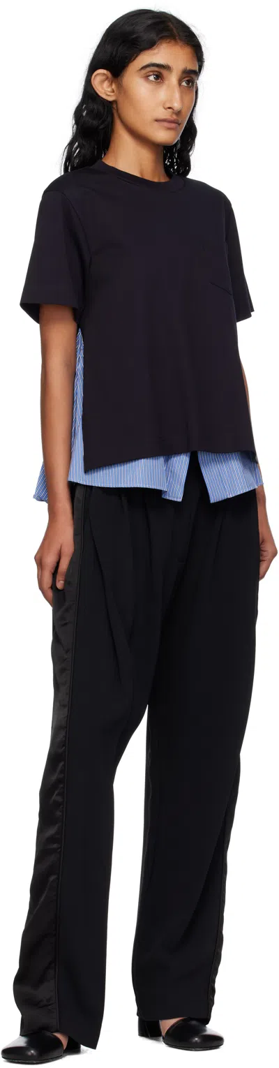 Sacai X Women's Poplin X Knit Pullover In Black