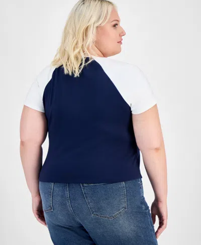 Hippie Rose Juniors' Graphic Raglan T-shirt In Blue