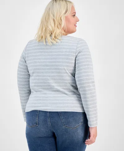 Hippie Rose Trendy Plus Striped Button-front Sweater In Gold