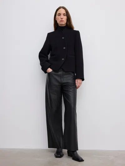 House Of Dagmar Curved Wool-blend Jacket In Black