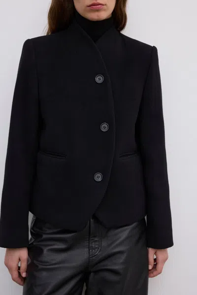 House Of Dagmar Curved Wool-blend Jacket In Black