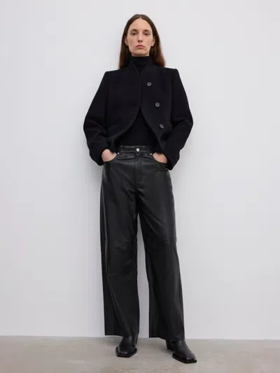 House Of Dagmar Curved Wool-blend Jacket In Black