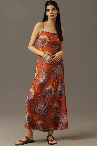 Farm Rio Luang Sleeveless Midi Dress In Orange