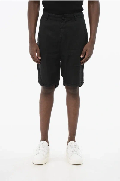 Never Enough Solid Color Linen Shorts With Belt Loops In Blue