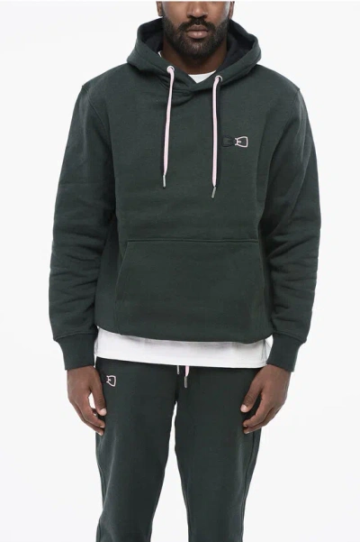 Eden Park Fleeced-cotton Hoodie With Monogram In Green
