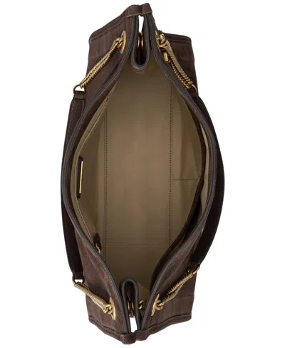 Ralph Lauren Bradley Large Suede Shopper Tote Bag In Brown