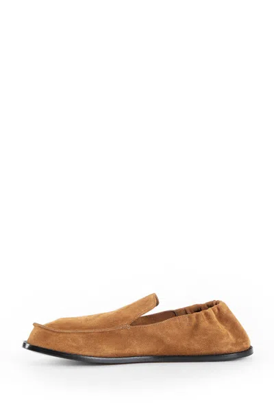 Loewe Camel Suede Flex Loafers In Brown