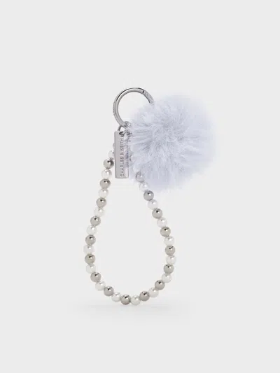 Charles & Keith - Pearl Beaded-strap Furry Ball Charm