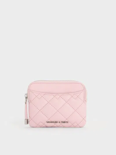Charles & Keith - Duo Quilted Card Holder In Pink