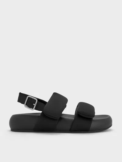 Charles & Keith - Recycled Polyester Double-strap Slingback Sandals In Black