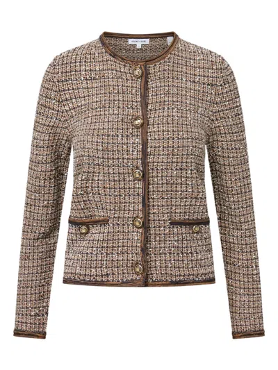 Veronica Beard Brisa Tweed Button-front Jacket In Brown