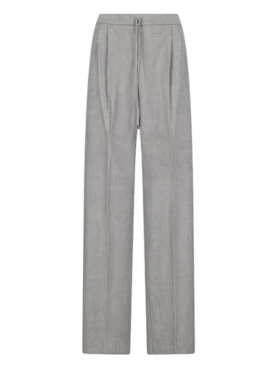 Max Mara Pleated Drawstring Trousers In Gray