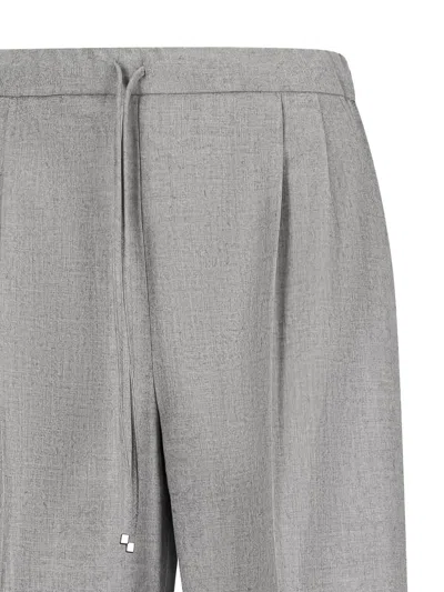 Max Mara Pleated Drawstring Trousers In Gray