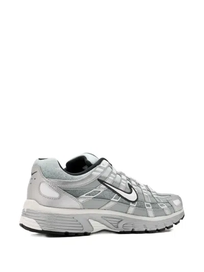 Nike P-6000 Leather And Mesh Sneakers In Silver