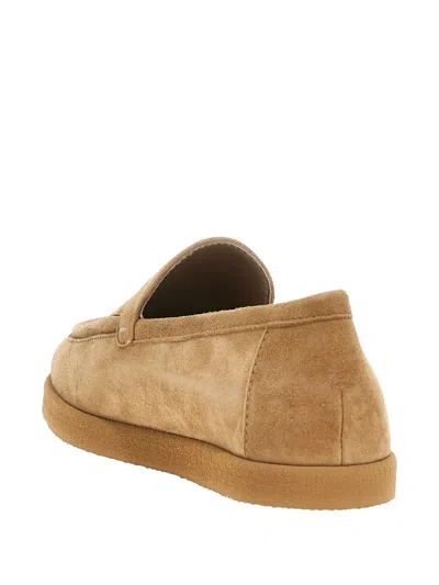 Max Mara 'round Toe Suede Finish Rubber Sole Loafers' In Nude