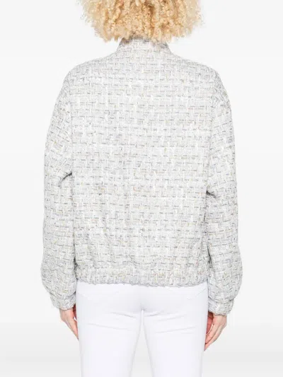 Iro Noemy Tweed Texture Cotton Jacket With Welt Pockets In Metallic