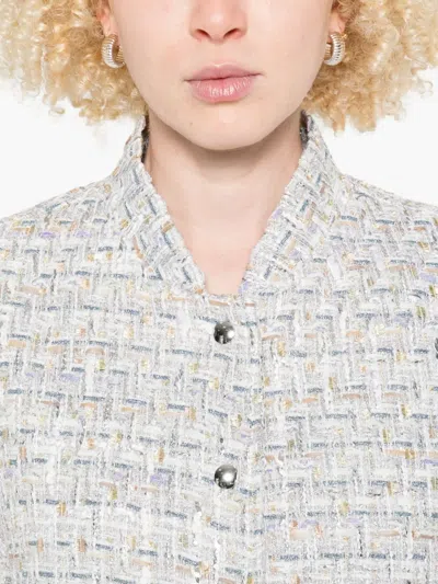 Iro Noemy Tweed Texture Cotton Jacket With Welt Pockets In Metallic