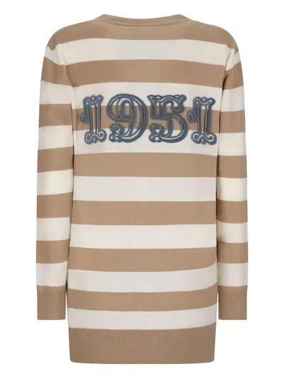 Max Mara Maxmara Women Fiemme - Long Striped Wool Cardigan In Brown