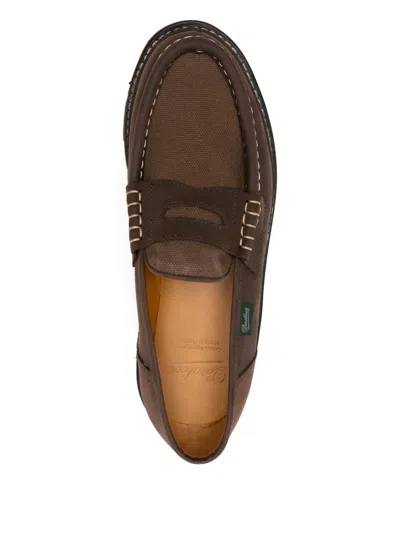 Paraboot Reims Suede Loafers With Canvas Inserts Shoes In Brown