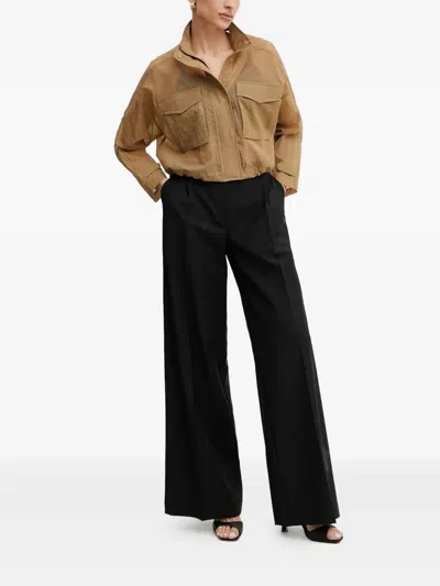 Pinko Flap-pocket Cropped Jacket In Brown